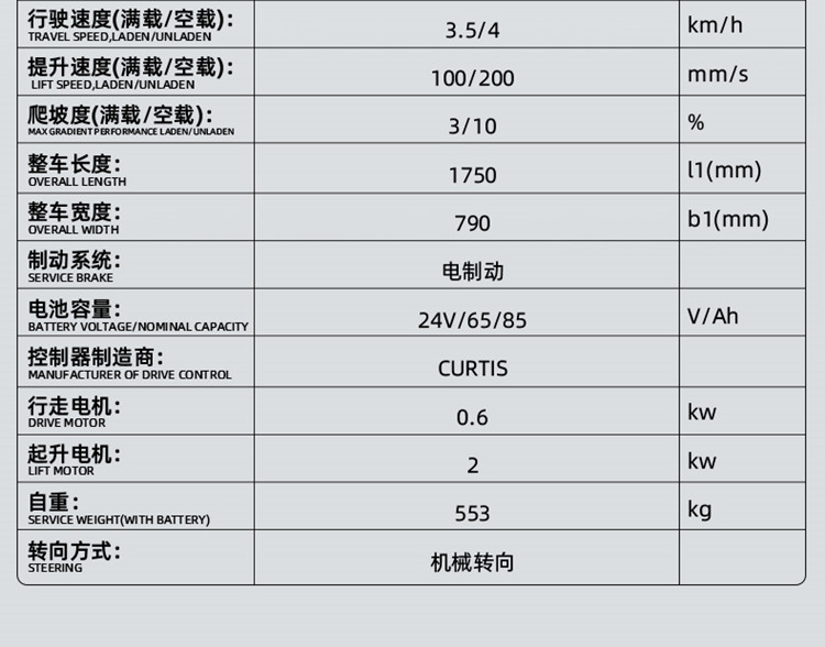 扬子QDA1016 步行式全电动堆高车(图19)